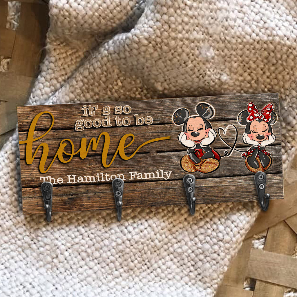 Personalized Wood Mouse Key Rack Family Name Home Decor