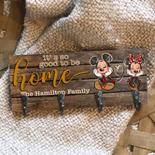 Load image into Gallery viewer, Personalized Wood Mouse Key Rack Family Name Home Decor
