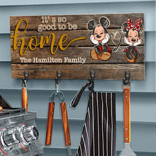 Load image into Gallery viewer, Personalized Wood Mouse Key Rack Family Name Home Decor
