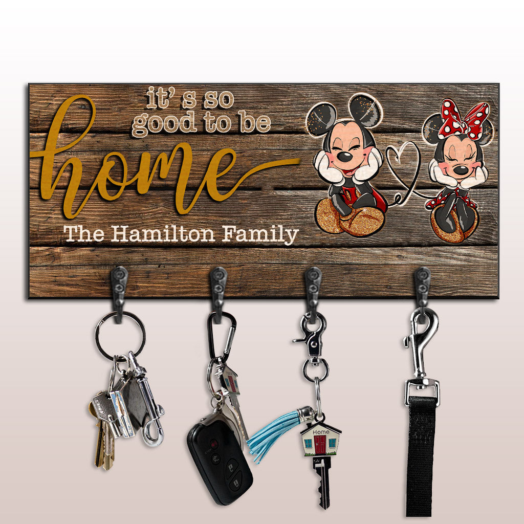 Personalized Wood Mouse Key Rack Family Name Home Decor