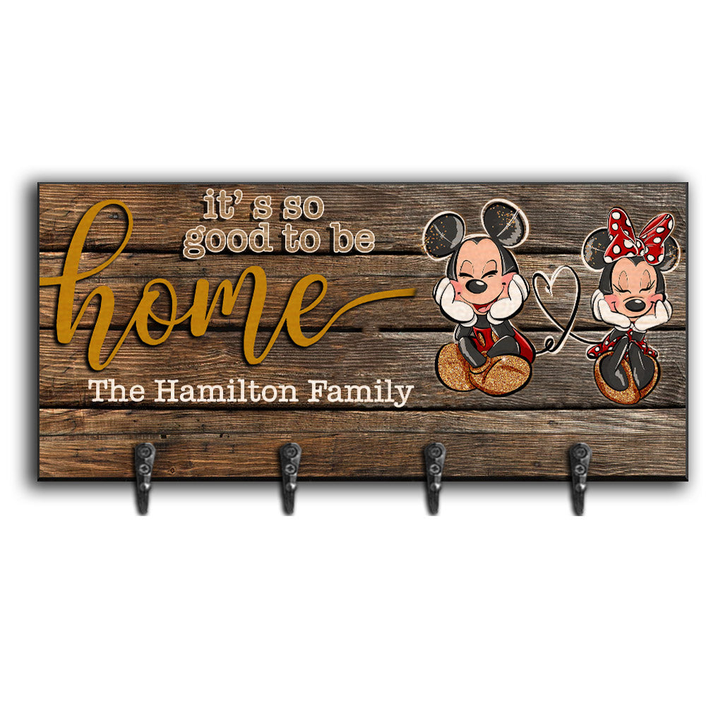 Personalized Wood Mouse Key Rack Family Name Home Decor