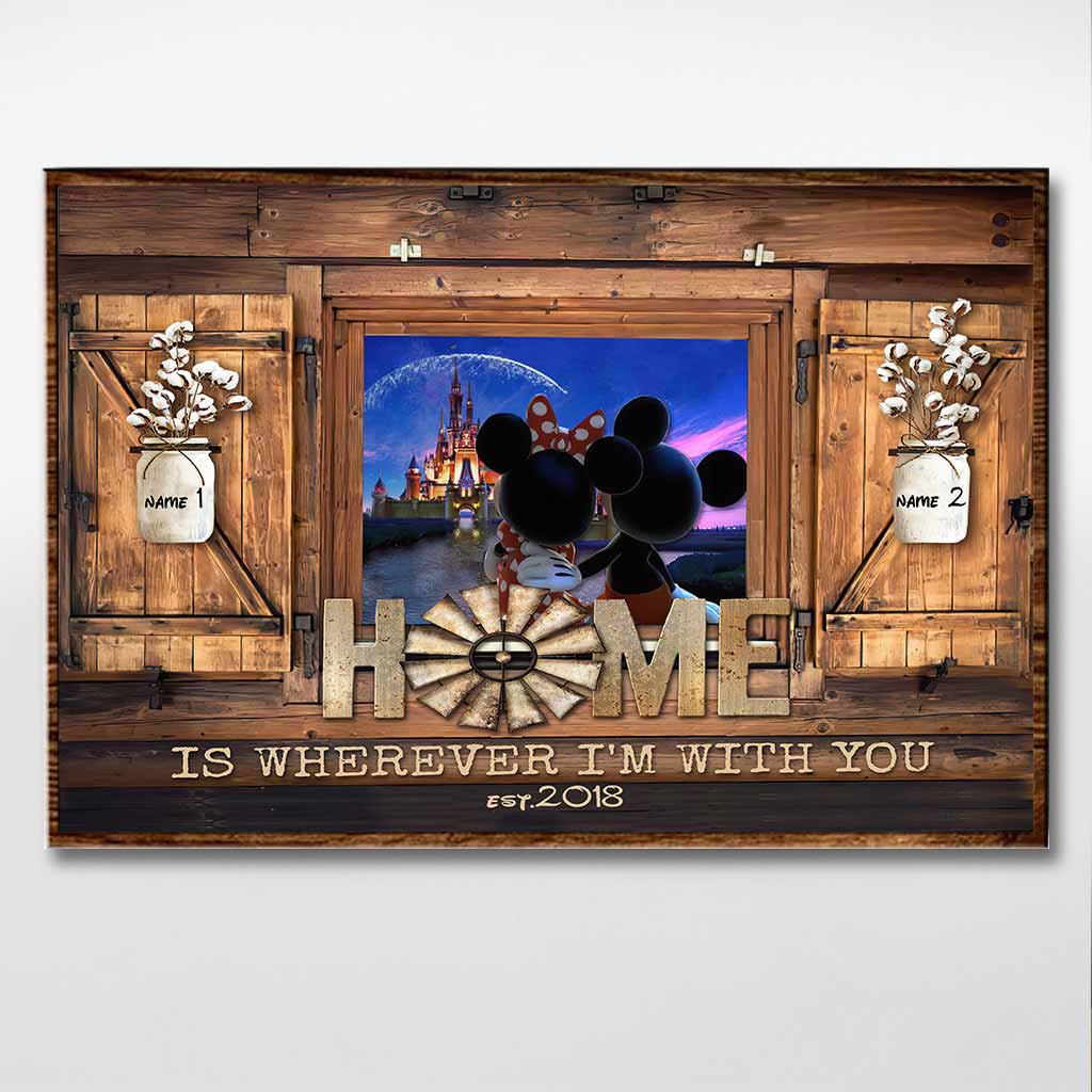 Personalized Home Is Wherever I'm With You Mouse Poster Gift for Couple
