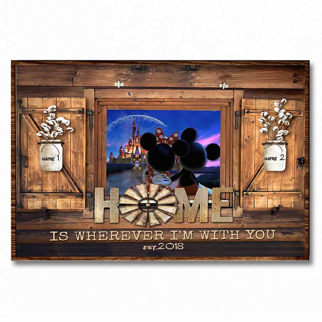 Personalized Home Is Wherever I'm With You Mouse Poster Gift for Couple