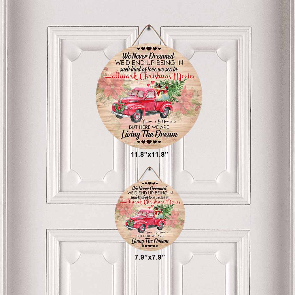 Personalized Round Wood Sign 'Living The Dream' for Christmas Gift