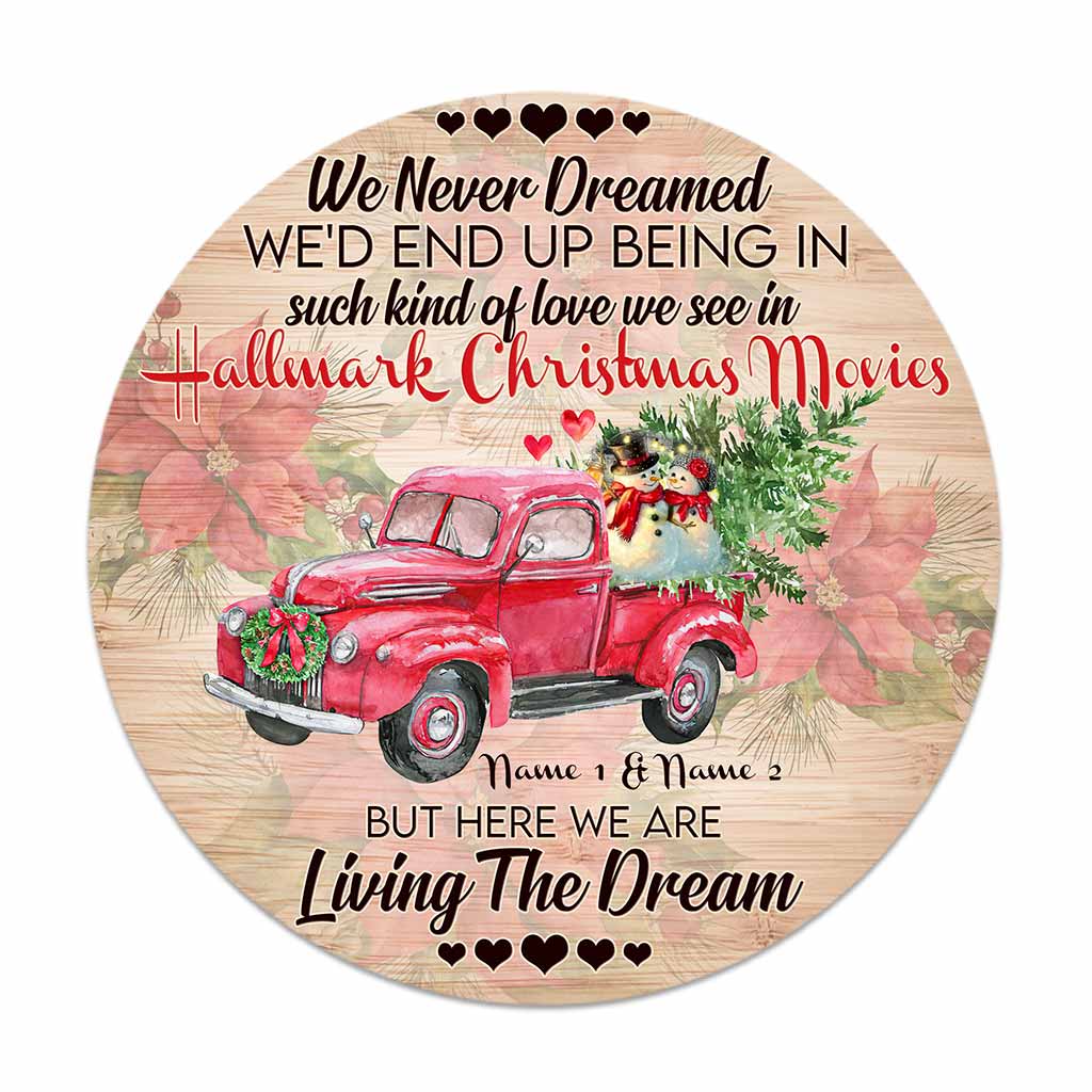Personalized Round Wood Sign 'Living The Dream' for Christmas Gift