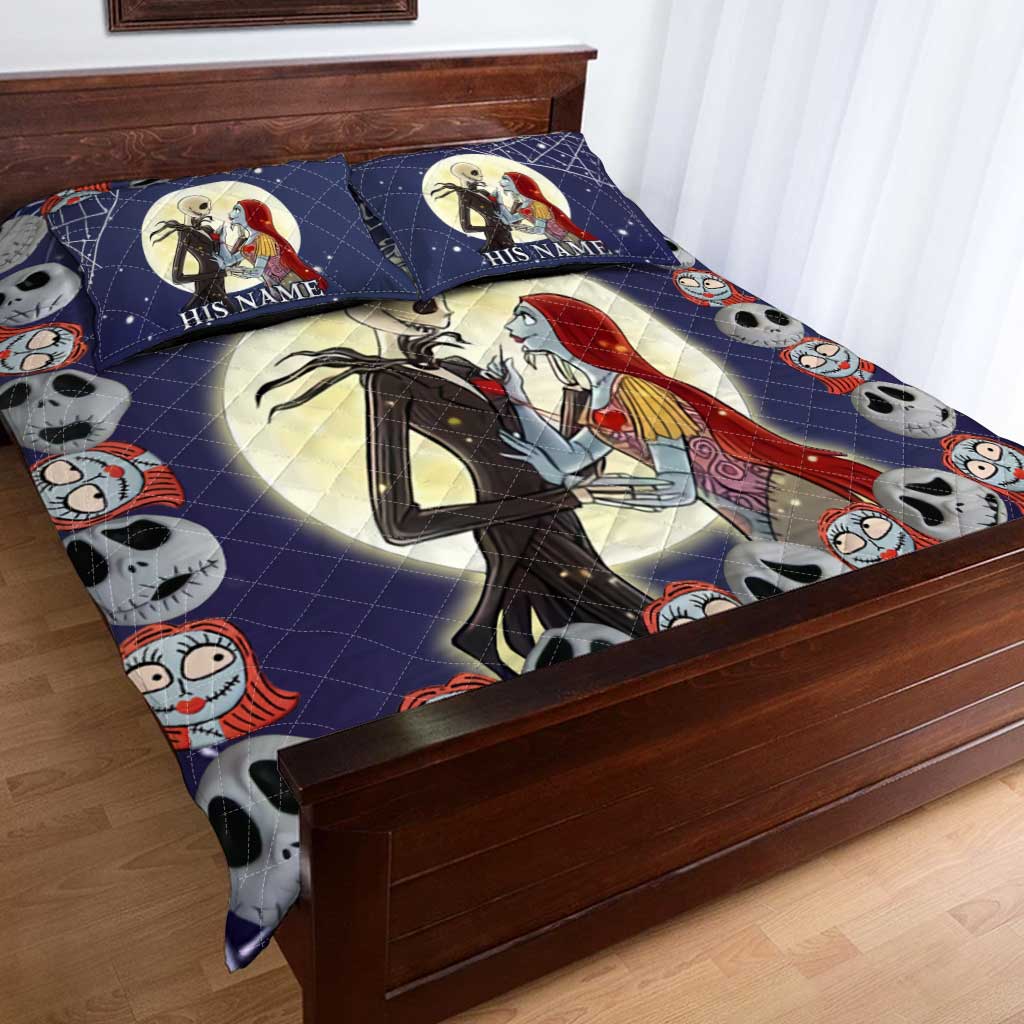 Personalized Nightmare Before Christmas Quilt Set for Couples