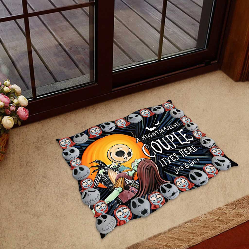 Personalized Nightmare Shaped Doormat Custom Couple Gift Halloween