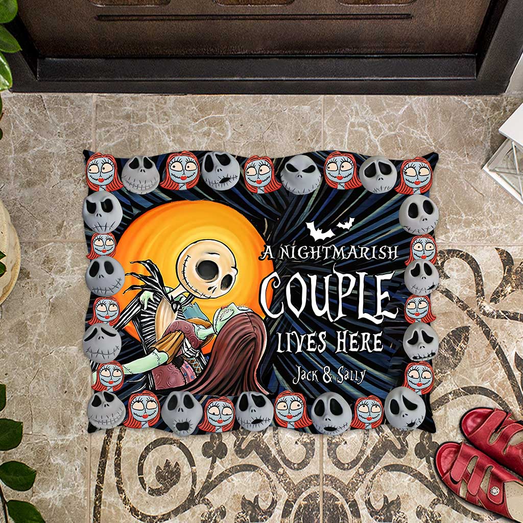 Personalized Nightmare Shaped Doormat Custom Couple Gift Halloween
