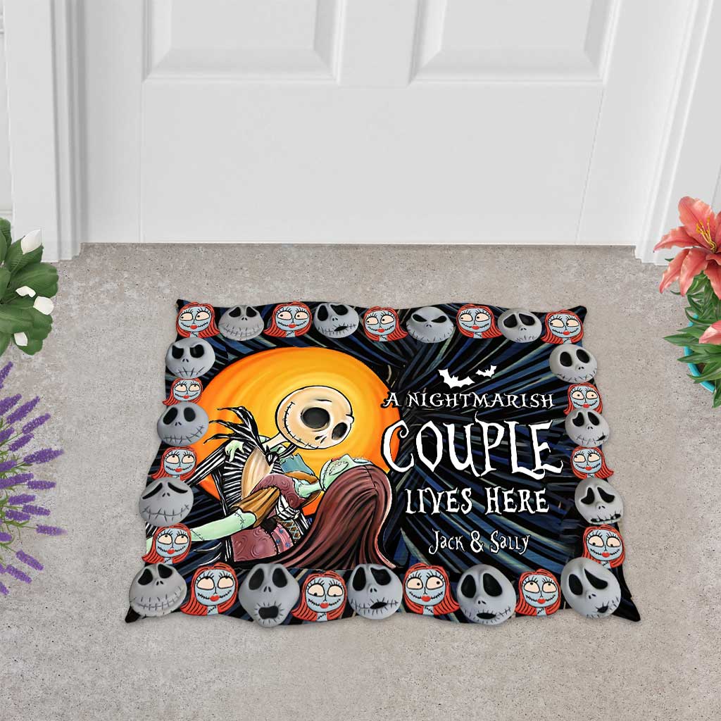 Personalized Nightmare Shaped Doormat Custom Couple Gift Halloween
