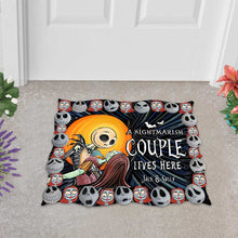 Load image into Gallery viewer, Personalized Nightmare Shaped Doormat Custom Couple Gift Halloween
