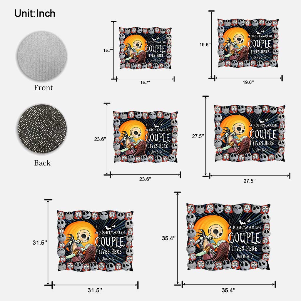 Personalized Nightmare Shaped Doormat Custom Couple Gift Halloween