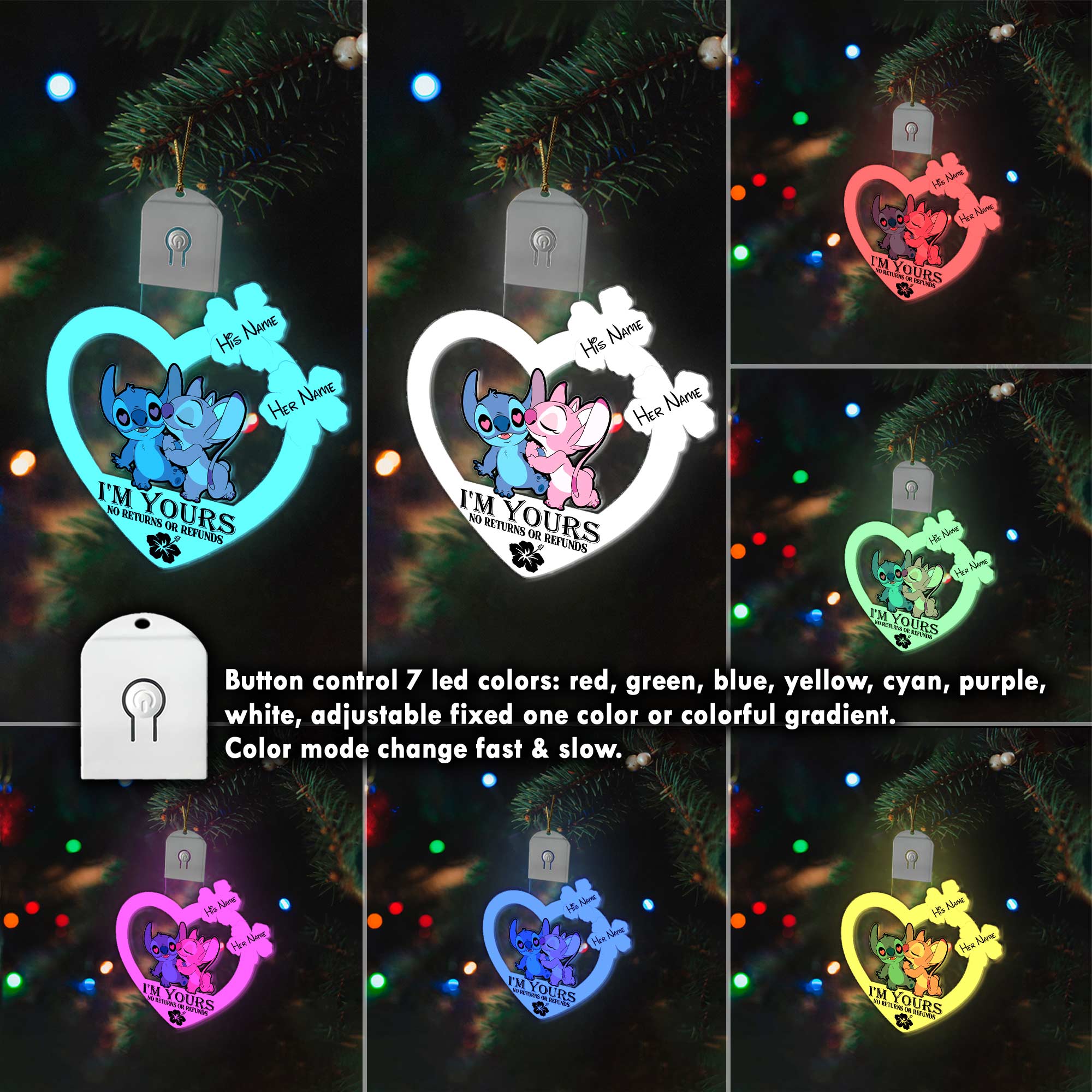 Personalized LED Acrylic Ornament I'm Yours Gift for Couples