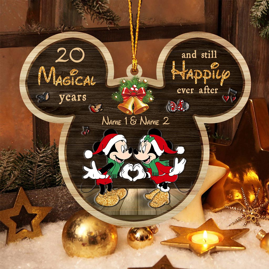 Personalized Christmas Mouse Ornament Custom Names Gift for Couple