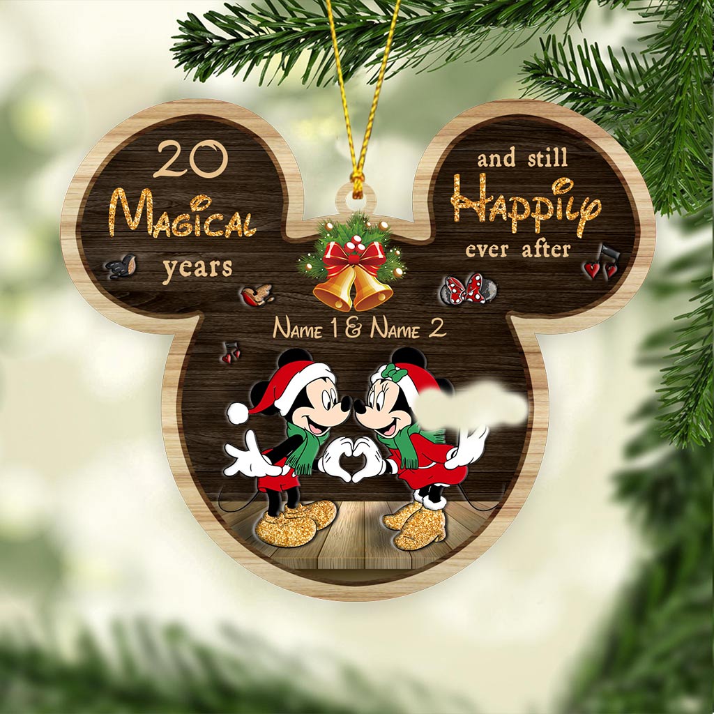 Personalized Christmas Mouse Ornament Custom Names Gift for Couple