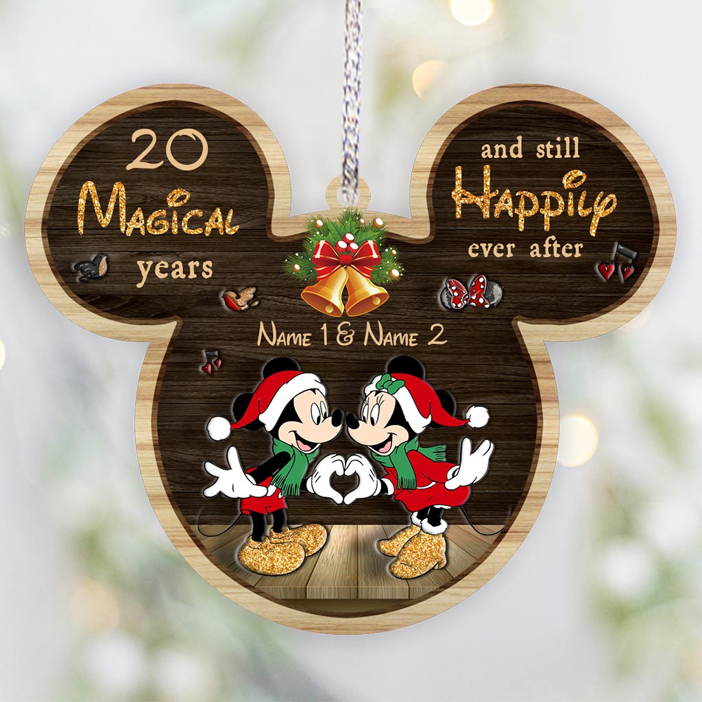 Personalized Christmas Mouse Ornament Custom Names Gift for Couple