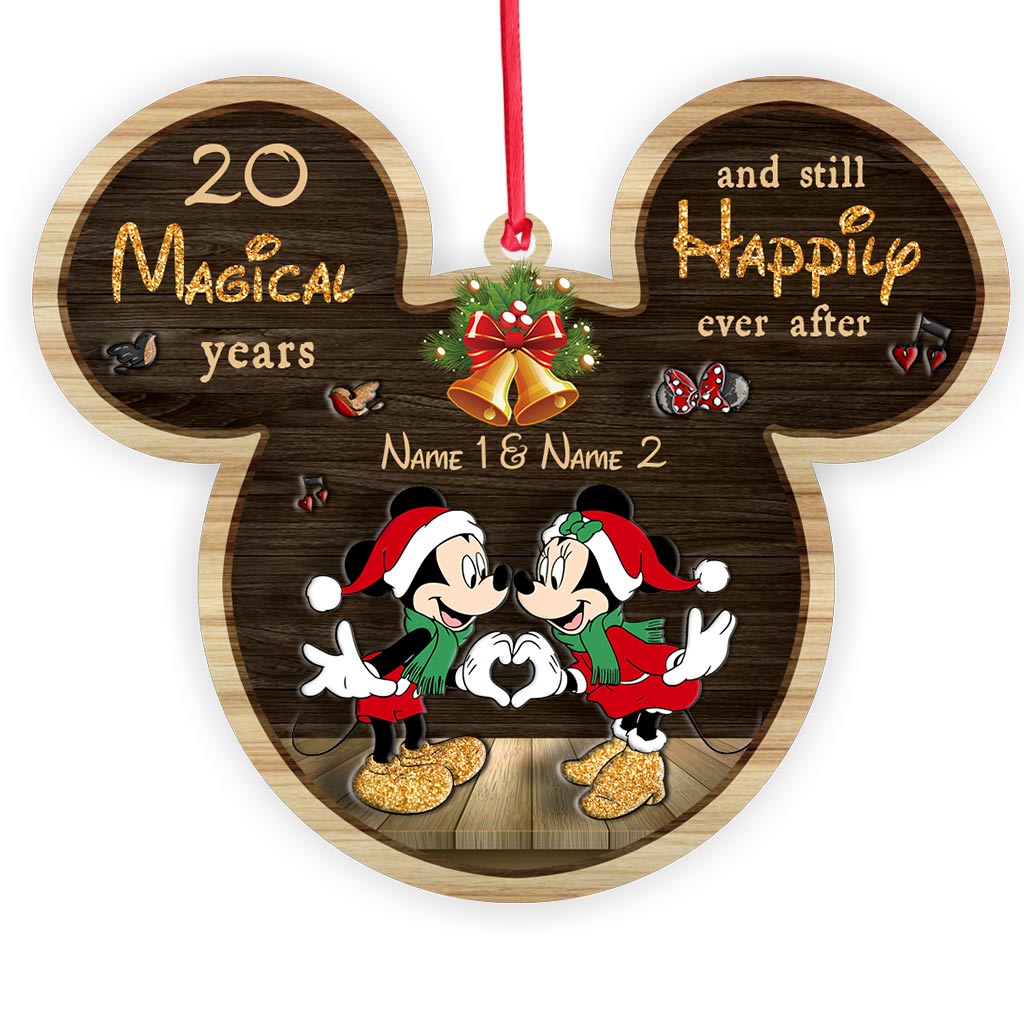 Personalized Christmas Mouse Ornament Custom Names Gift for Couple