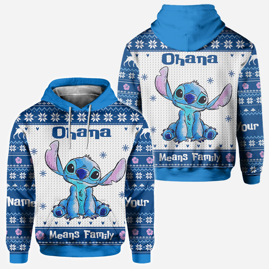 Personalized Ohana Means Family Christmas Hoodie All Over Print