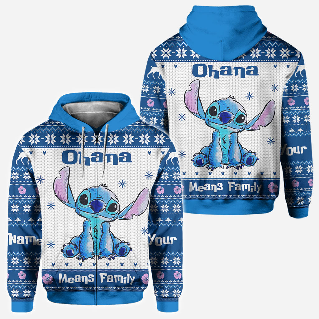 Personalized Ohana Means Family Christmas Hoodie All Over Print