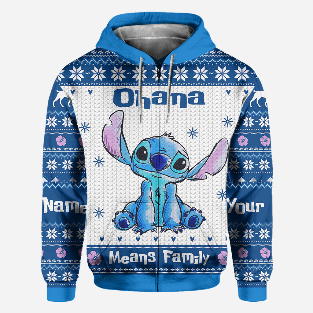 Personalized Ohana Means Family Christmas Hoodie All Over Print