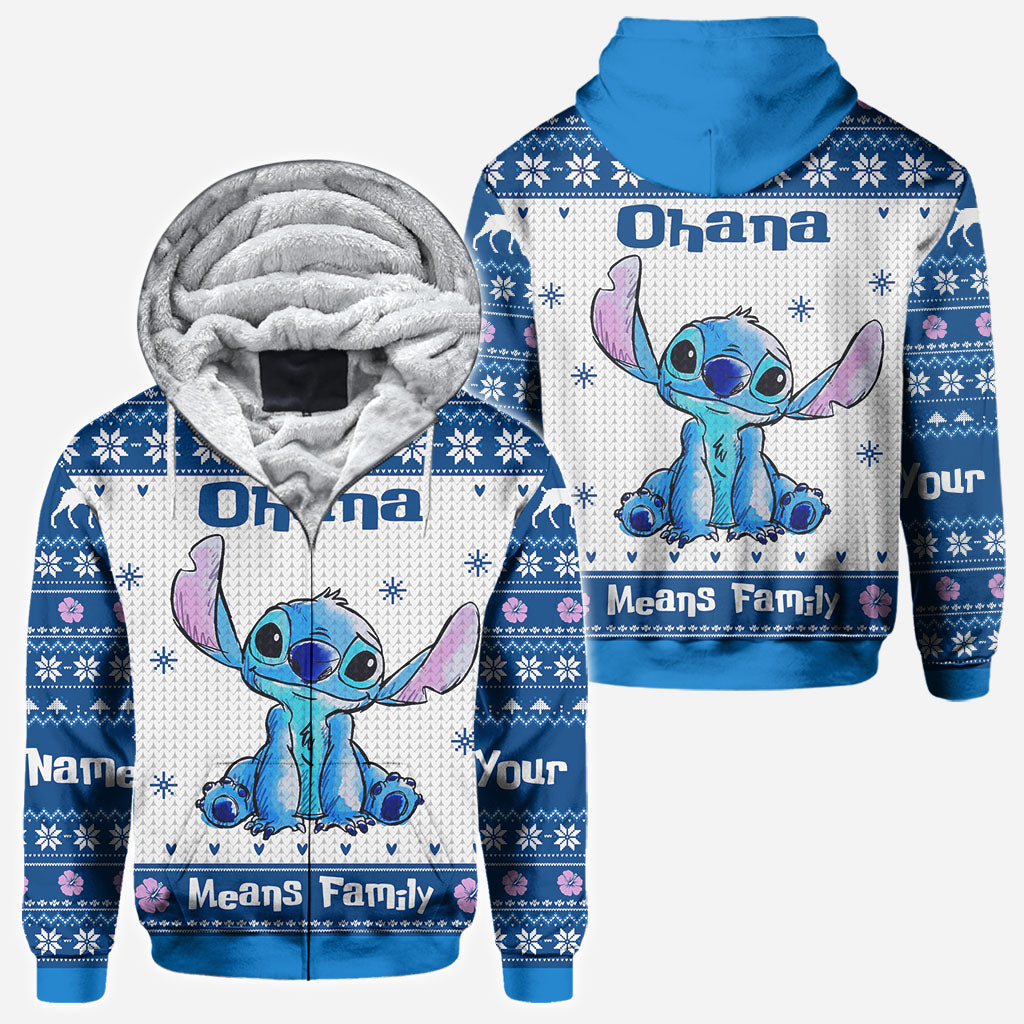 Personalized Ohana Means Family Christmas Hoodie All Over Print