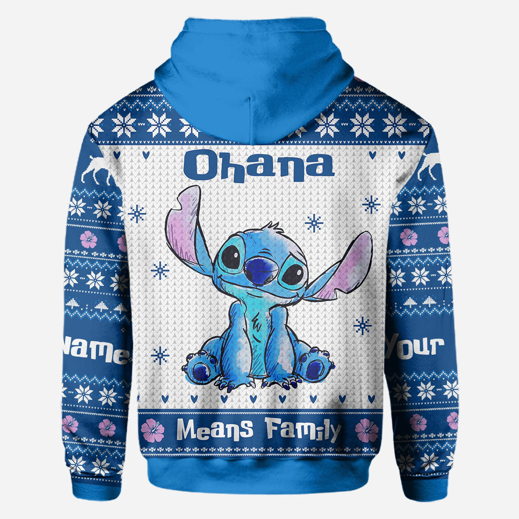 Personalized Ohana Means Family Christmas Hoodie All Over Print