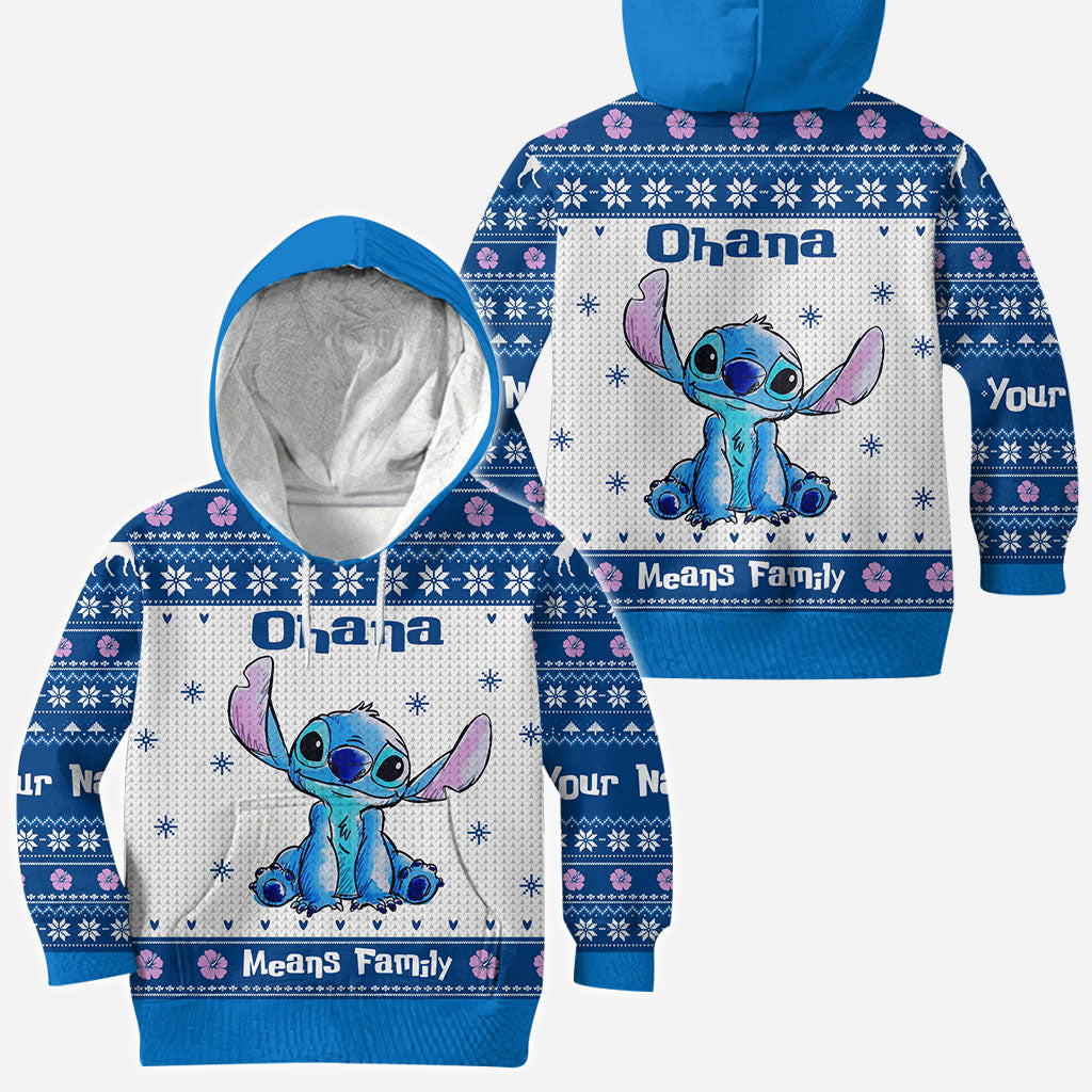 Personalized Ohana Means Family Christmas Hoodie All Over Print
