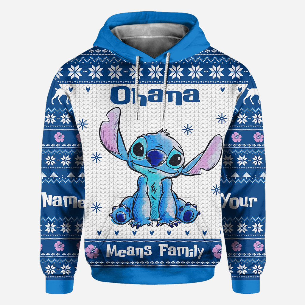 Personalized Ohana Means Family Christmas Hoodie All Over Print