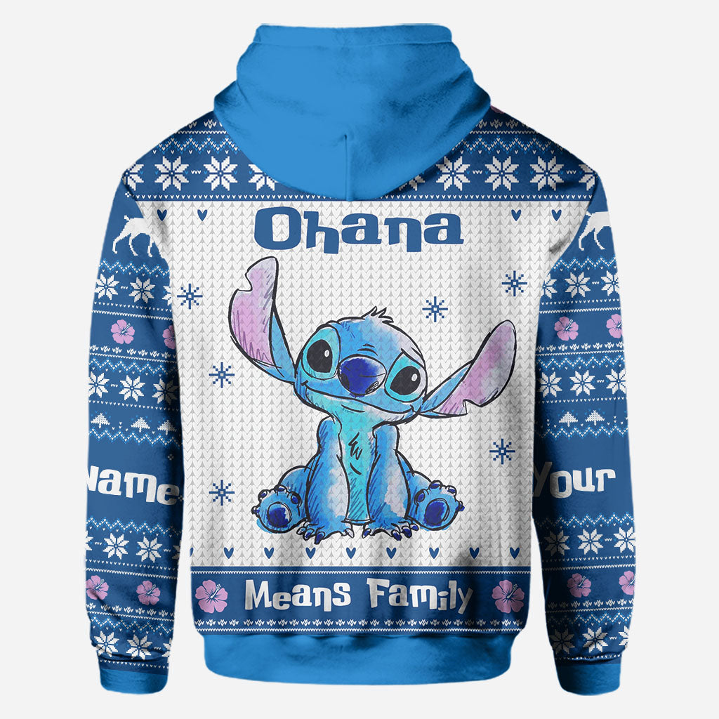 Personalized Ohana Means Family Christmas Hoodie All Over Print