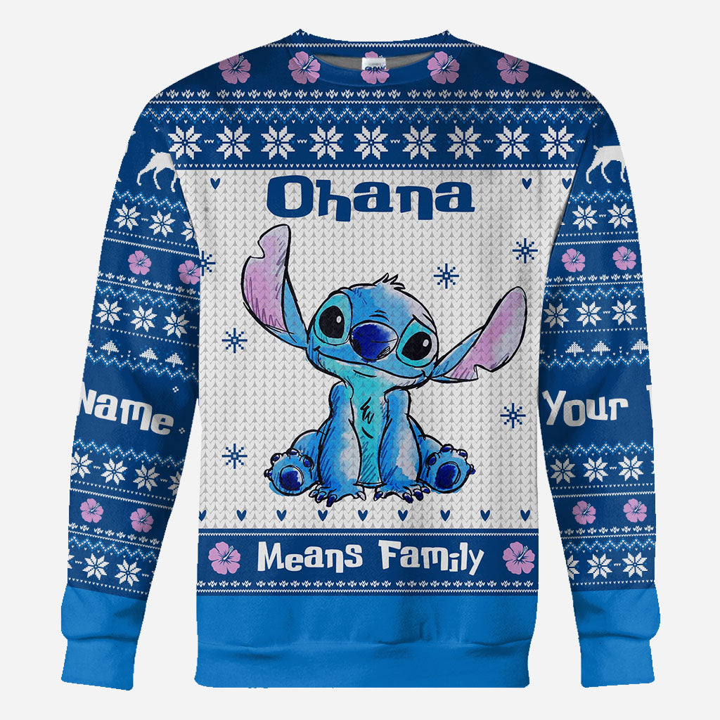 Personalized Ohana Means Family Christmas Hoodie All Over Print