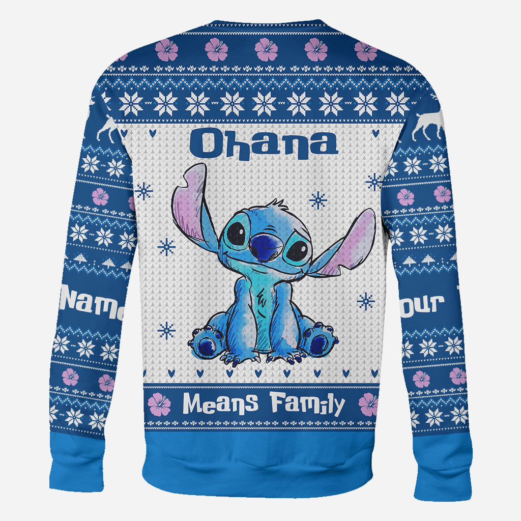 Personalized Ohana Means Family Christmas Hoodie All Over Print