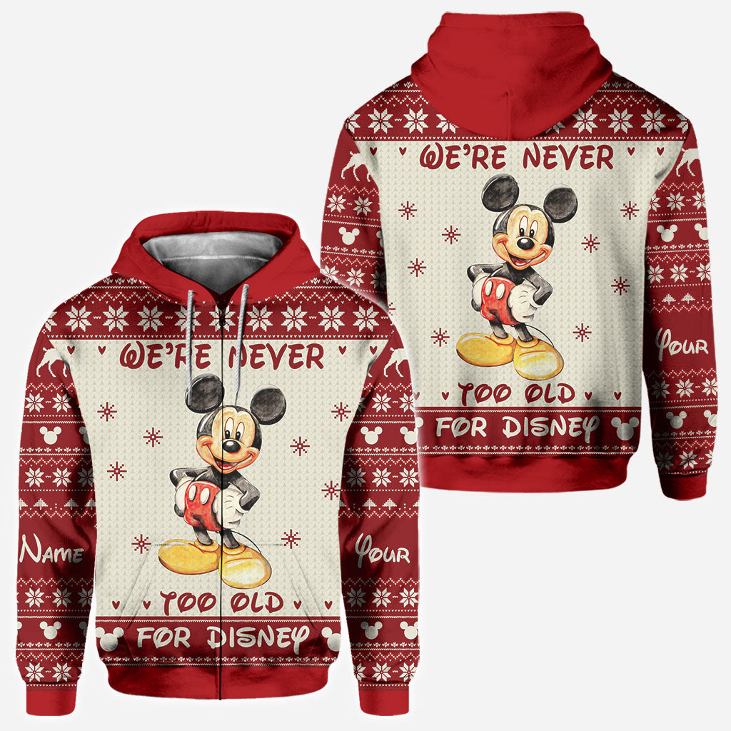 Personalized Christmas Mickey Mouse All Over Hoodie Custom Name Gift for Disney Lovers