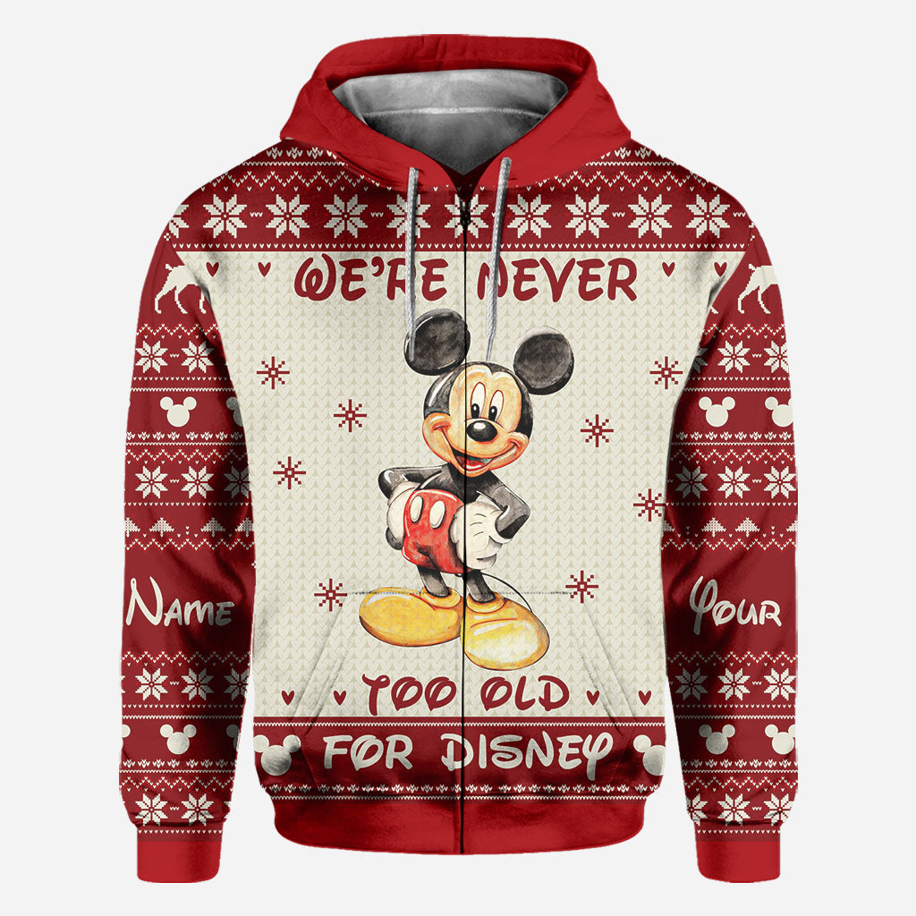 Personalized Christmas Mickey Mouse All Over Hoodie Custom Name Gift for Disney Lovers