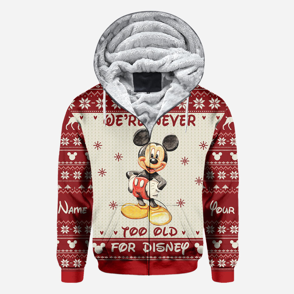 Personalized Christmas Mickey Mouse All Over Hoodie Custom Name Gift for Disney Lovers