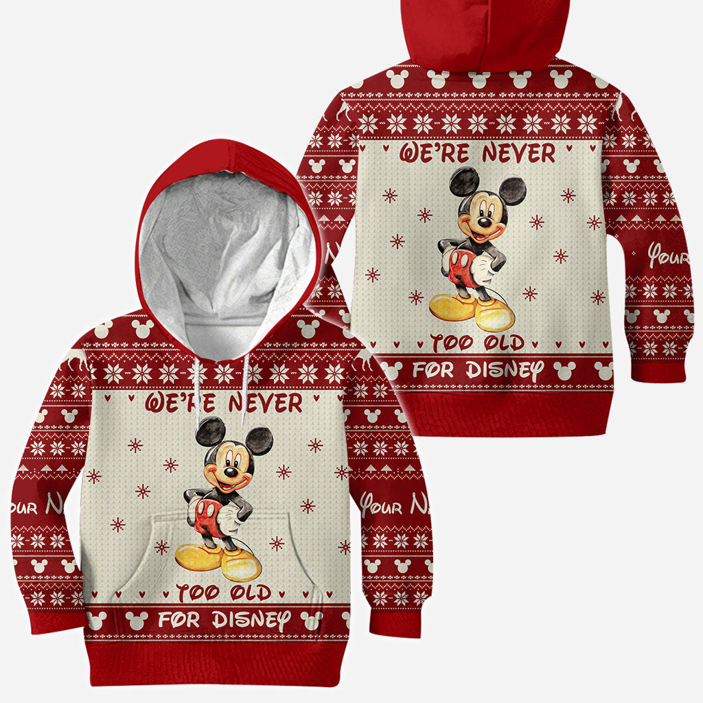 Personalized Christmas Mickey Mouse All Over Hoodie Custom Name Gift for Disney Lovers