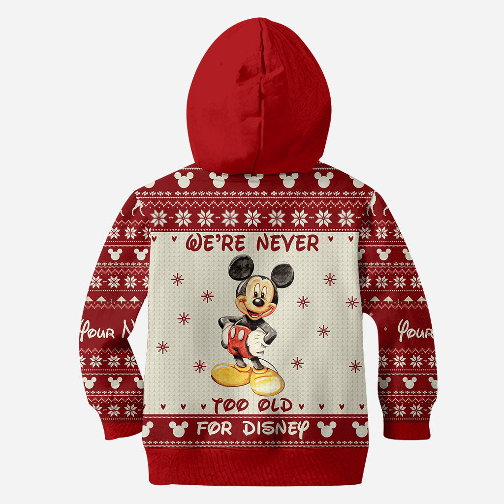 Personalized Christmas Mickey Mouse All Over Hoodie Custom Name Gift for Disney Lovers