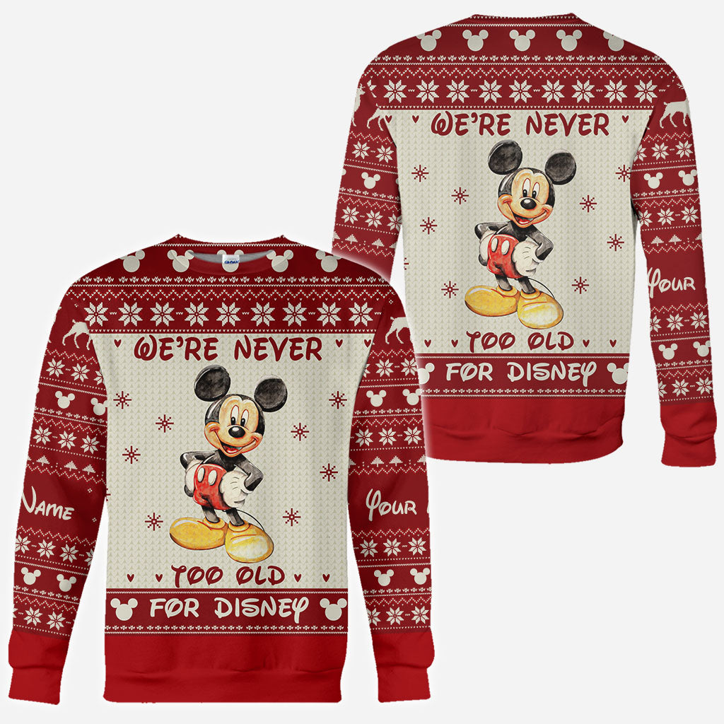 Personalized Christmas Mickey Mouse All Over Hoodie Custom Name Gift for Disney Lovers