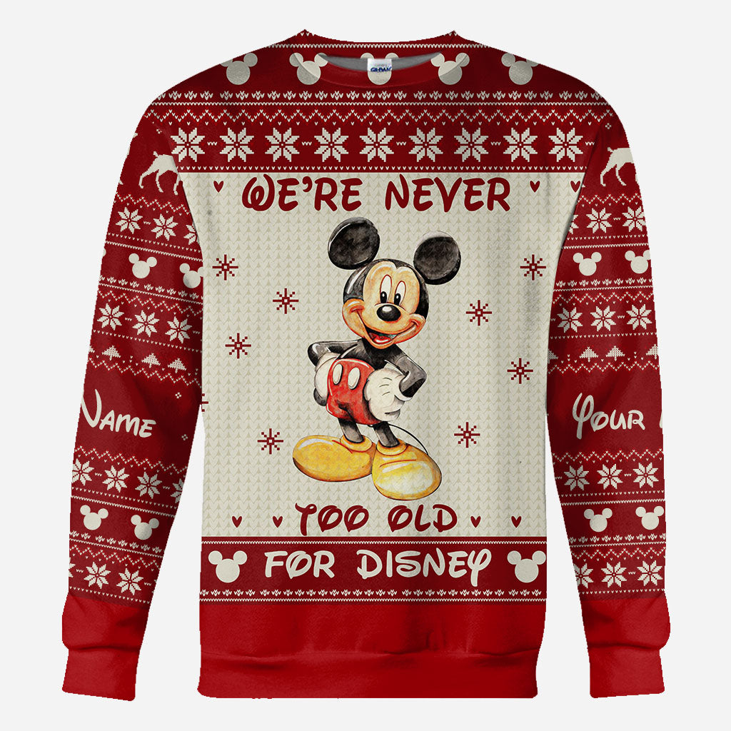 Personalized Christmas Mickey Mouse All Over Hoodie Custom Name Gift for Disney Lovers