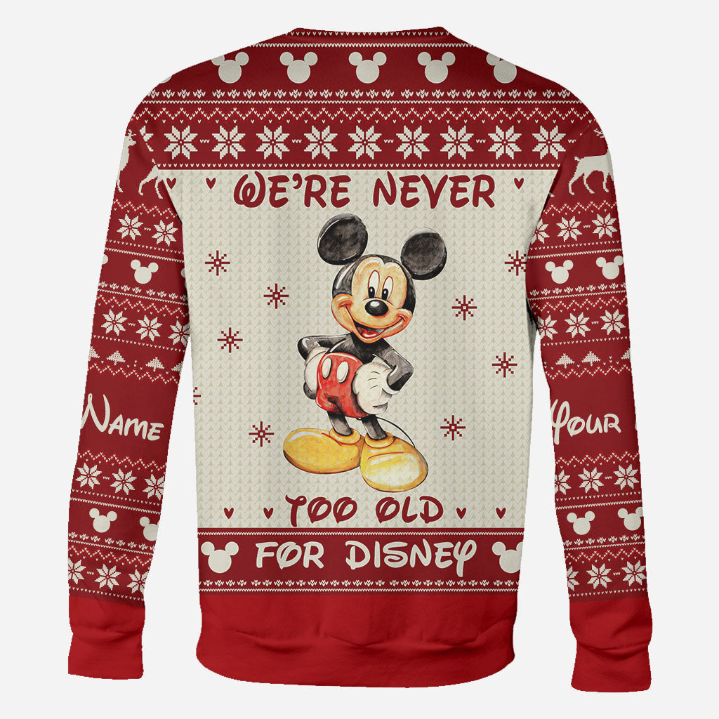Personalized Christmas Mickey Mouse All Over Hoodie Custom Name Gift for Disney Lovers