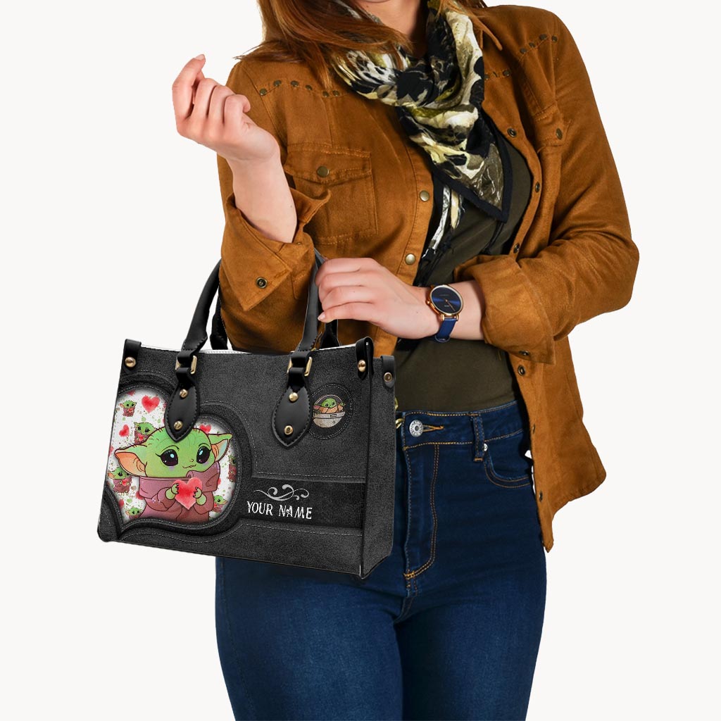 Personalized Leather Handbag Cute Character Custom Name Gift for Her