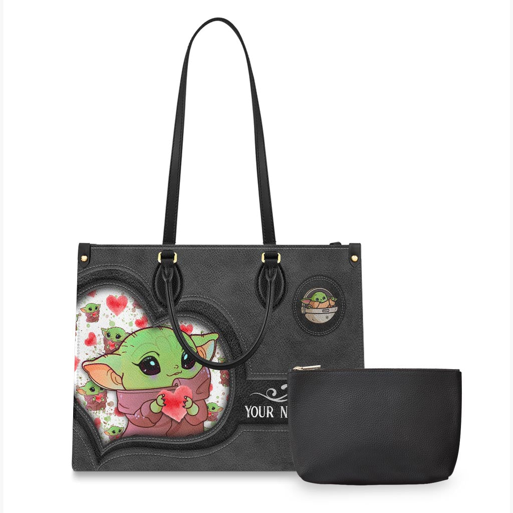 Personalized Leather Handbag Cute Character Custom Name Gift for Her