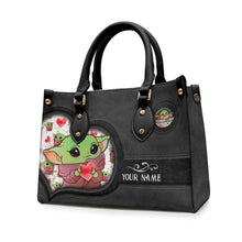 Load image into Gallery viewer, Personalized Leather Handbag Cute Character Custom Name Gift for Her
