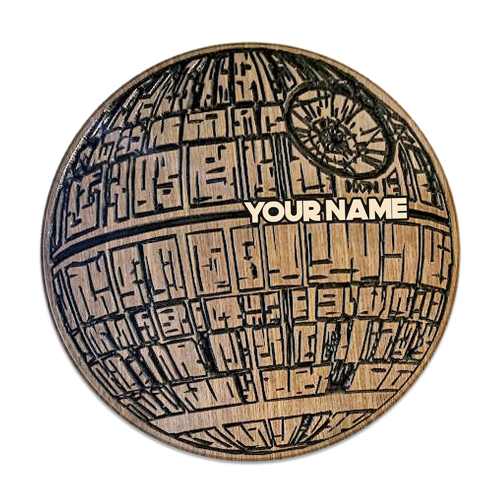 Personalized Death Star Round Wood Sign Custom Name Gift