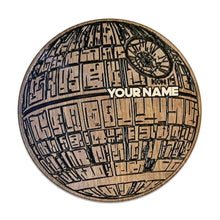 Load image into Gallery viewer, Personalized Death Star Round Wood Sign Custom Name Gift
