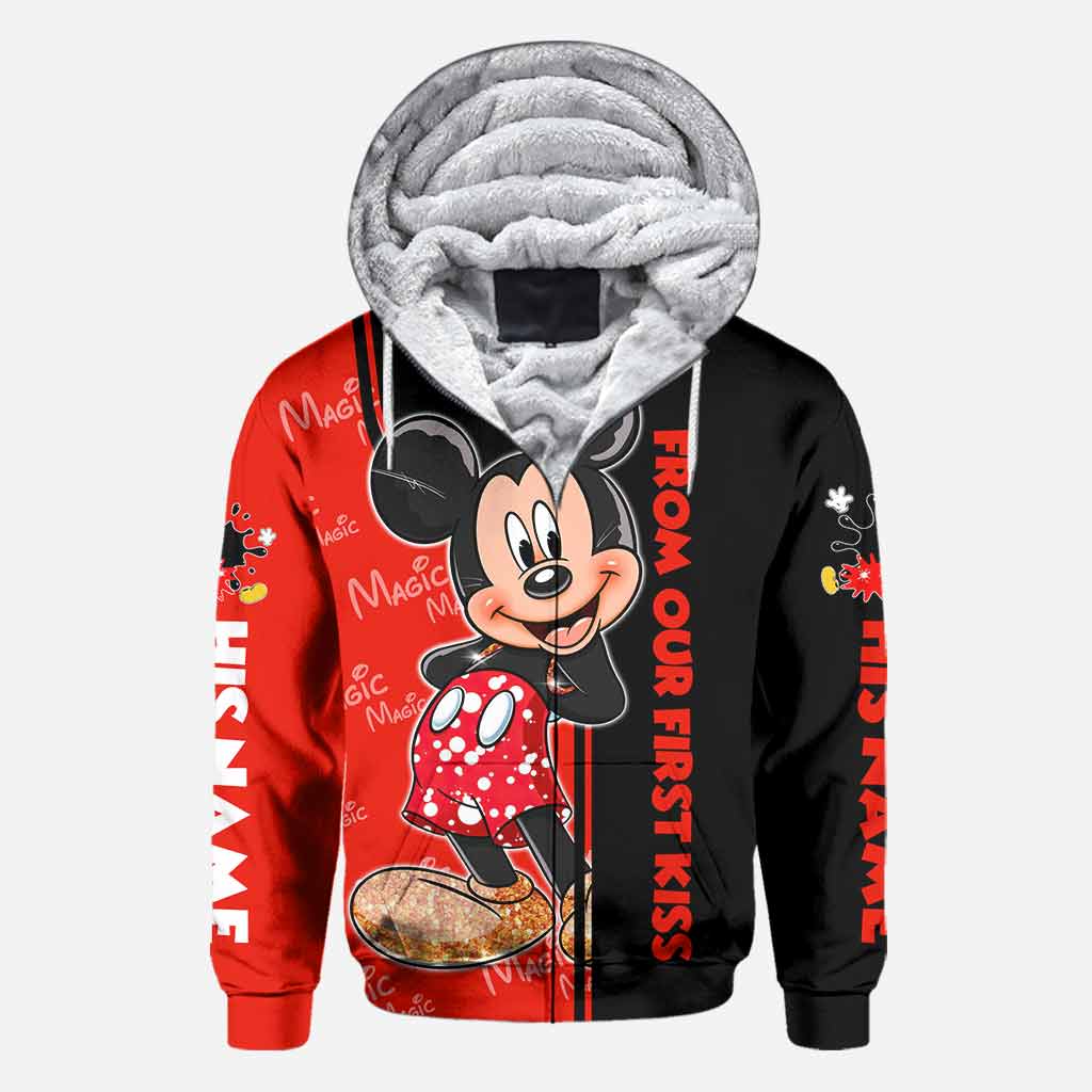 Personalized All Over Print Couple Hoodie Custom Names Gift for Engagement