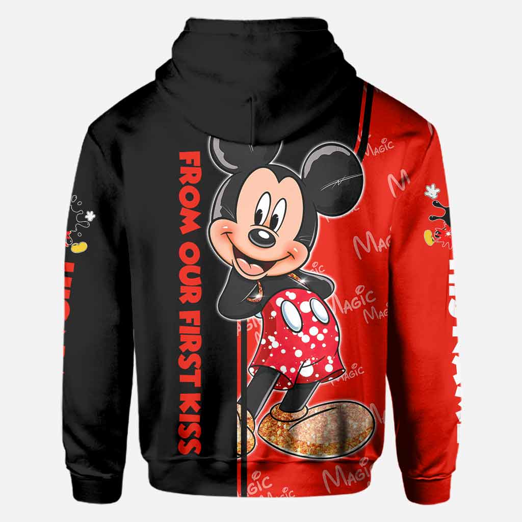 Personalized All Over Print Couple Hoodie Custom Names Gift for Engagement