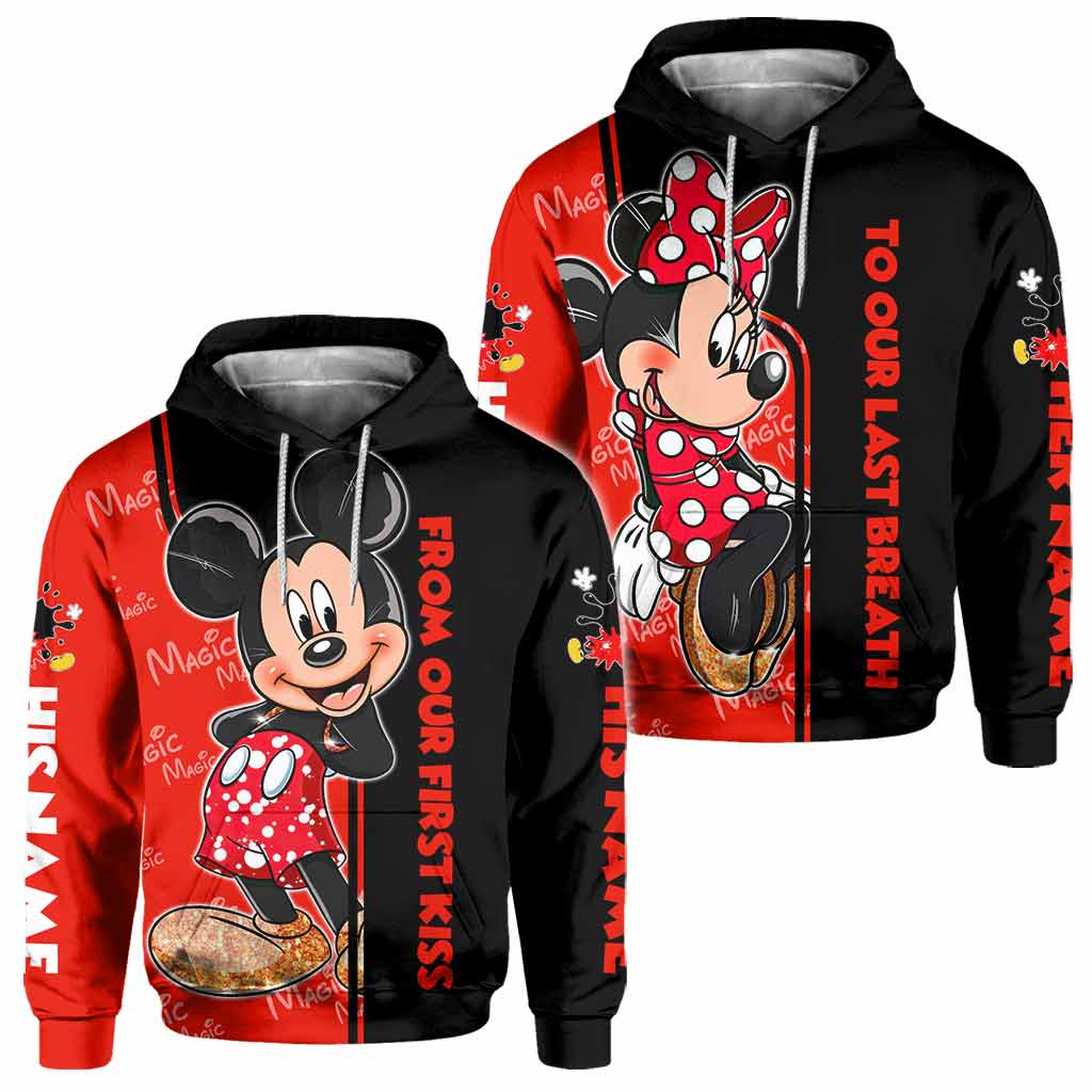 Personalized All Over Print Couple Hoodie Custom Names Gift for Engagement