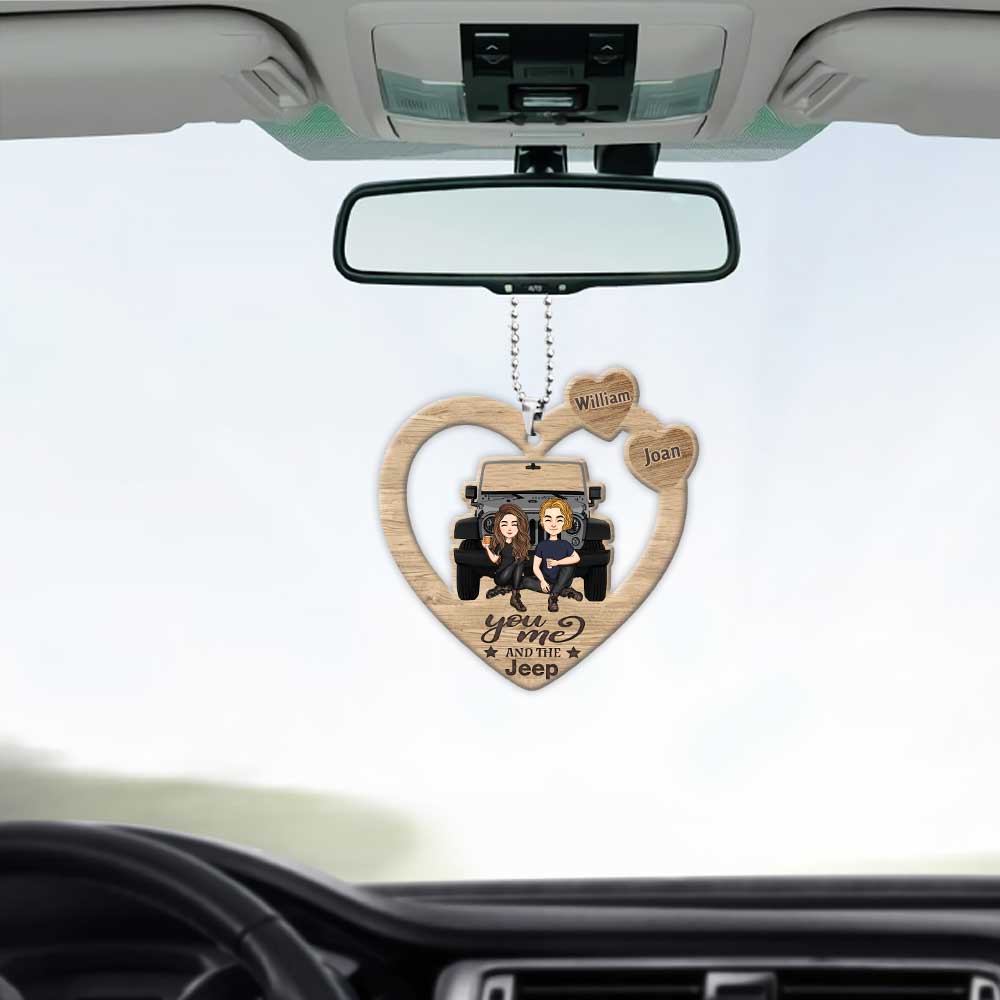 Personalized Couple Car Ornament Custom Name Heart Design Gift