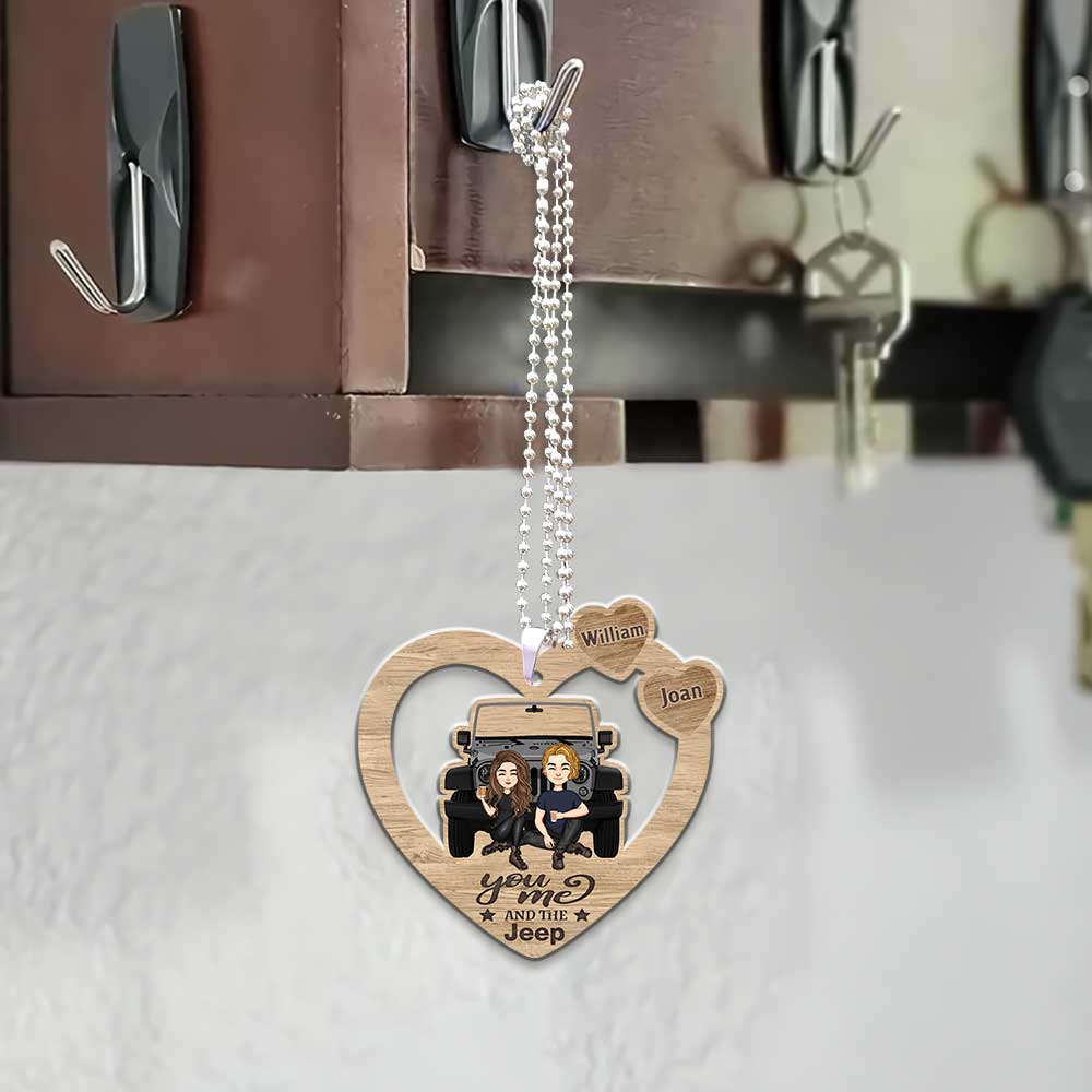 Personalized Couple Car Ornament Custom Name Heart Design Gift