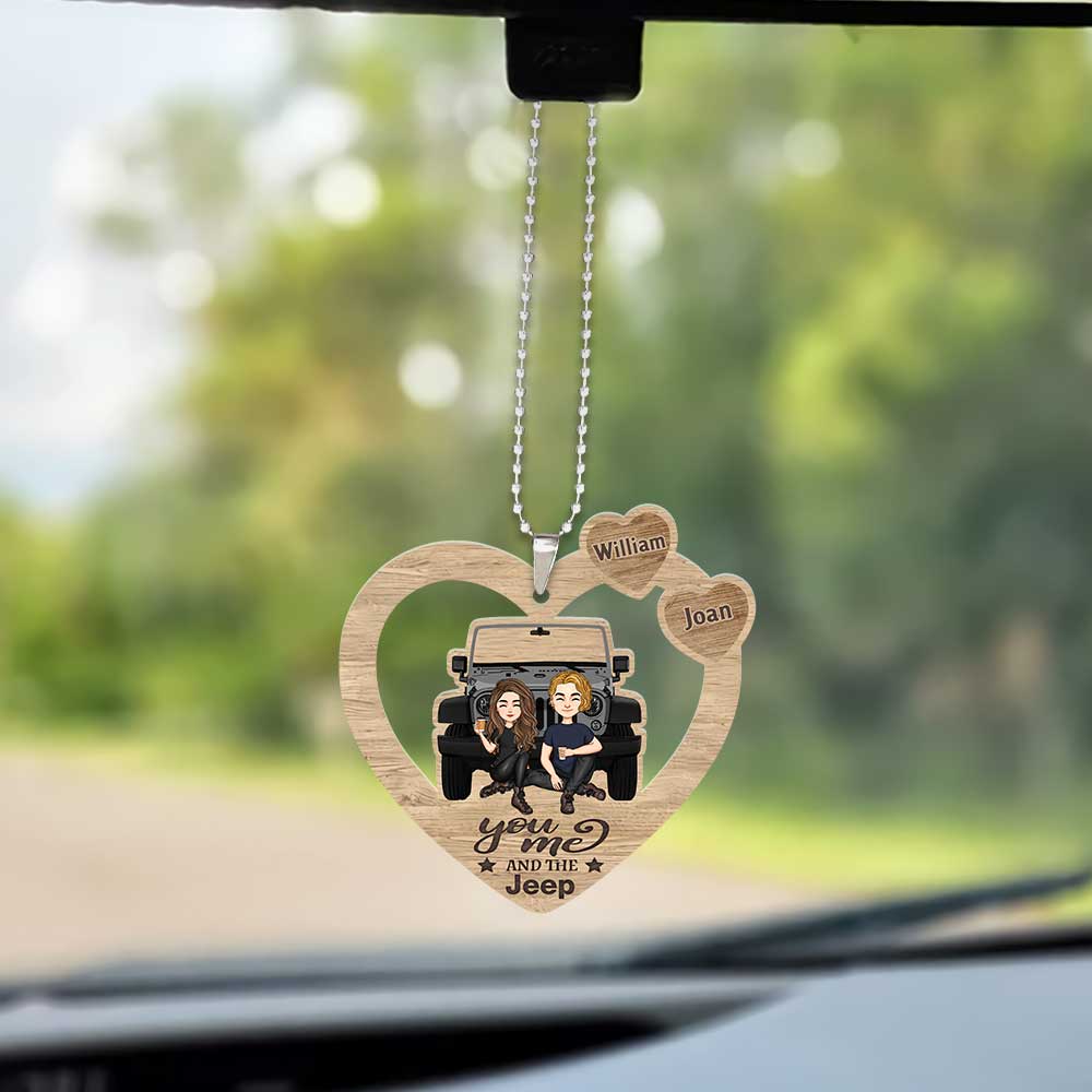 Personalized Couple Car Ornament Custom Name Heart Design Gift