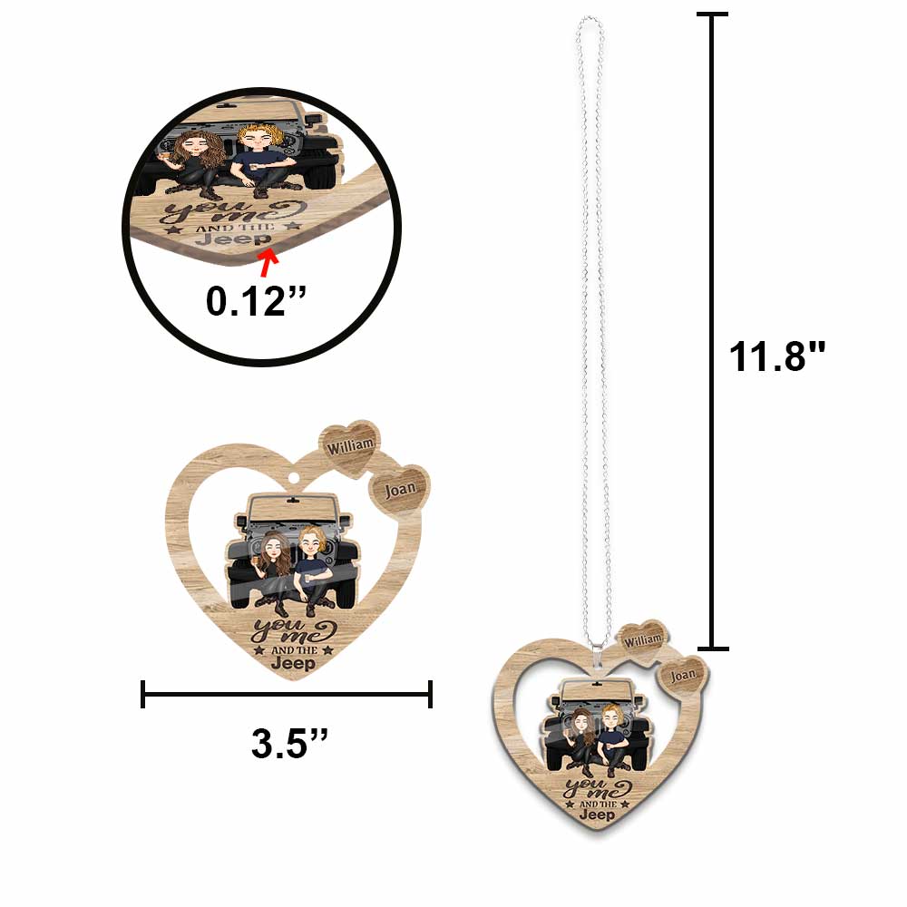 Personalized Couple Car Ornament Custom Name Heart Design Gift